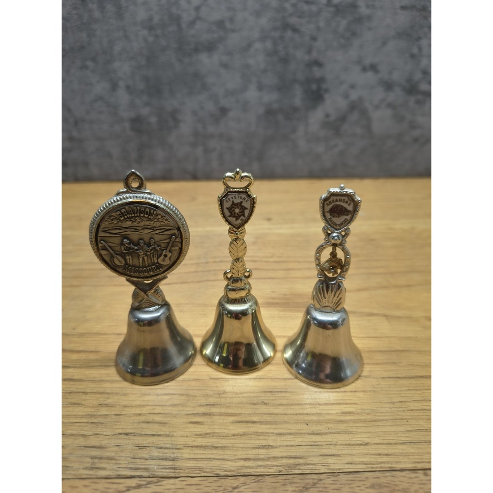 VTG SOUVENIR METAL TRAVEL BELLS-3 Missouri , Keystone, Arkansas
